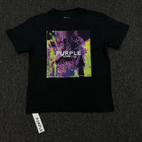 Purple Brand T Shirts Casual Short Sleeve Loose round Neck Print Black T-shirt