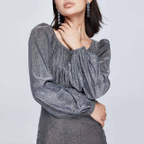 Women Spring Dress Lantern Sleeve High Elastic Dress Puff Sleeve Waist Dress Comfortable Lady Tight Skirt