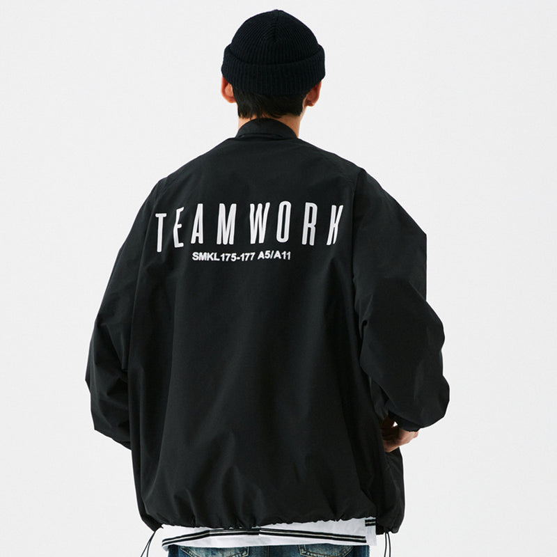 Beige Varsity Jacket Letter Printing Jacket Trench Coat Men Autumn Loose Lapels Overalls