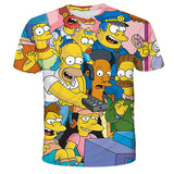 Homer Simpson Shirt Summer T-shirt Cartoon Printed round Neck Short Sleeve