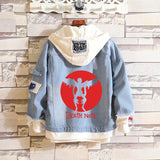 Comic Denim Jacket Men and Women Street Hip Hop plus Size Hooded Hooded Jacket
