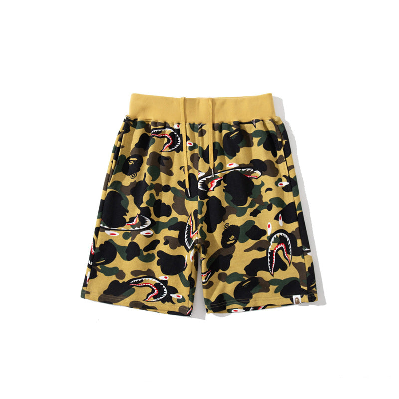 WGM Closing Summer Ape Shark Head Letter Camouflage Shorts