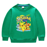 Children Pokemon Pikachu Hoodie Spring and Autumn round Neck Sweatshirt Cotton