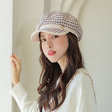 Check Beret Hat Fall/Winter Retro Beret All-Matching