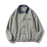 Corduroy Varsity Jacket Corduroy Jacket Men's and Women's Spring and Autumn Retro Loose Printed Stitching Baseball Uniform Jacket