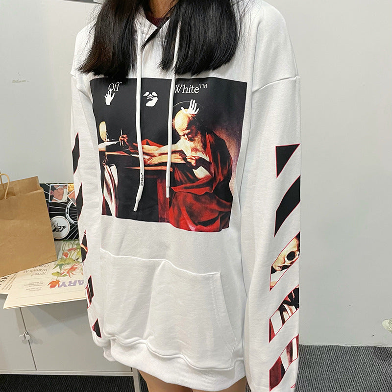 Caravaggio Hoodie Religious Oil Painting Printing Arrow Ow Loose Men And Women