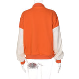 Brown Cropped Varsity Jacket Da 5744b Autumn and Winter Letter Printing Loose Baseball Uniform