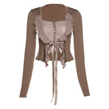 Music Festivals Rave Outfits Girls Tops Spring and Summer Women's Clothing Fashion Long Sleeve Sexy