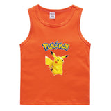 Children Pokemon Pikachu T Shirt Cotton Leisure Sweat Absorption Solid Color