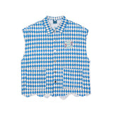 Men Sweater Vest Color Matching Rhombus Irregular Hem Casual Vest Men's Loose Lapels Vest Jacket