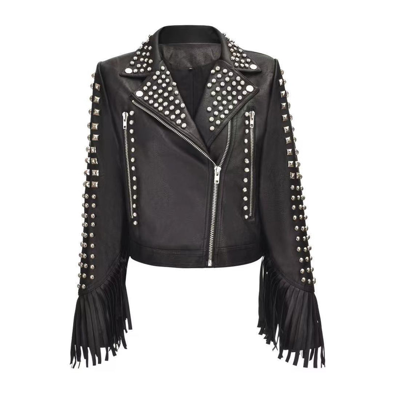 Punk Rock Jacket Rivet Graffiti Punk Pu Jacket