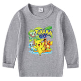 Children Pokemon Pikachu Hoodie Spring and Autumn Undershirt Boys and Girls T-shirt