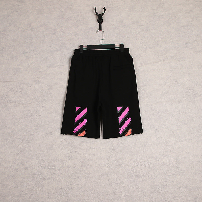 Fashion Brand Summer Loose Sports and Leisure Men's and Women'soff Printed Pants Couple's Pants shorts