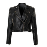 Women Leather Jacket Biker Motorcycle Coat Large Size Leather Jacket Women's Spring and Autumn Jacket Slim-Fit Leather Coat