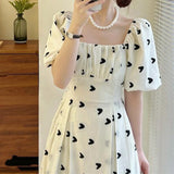 Marilyn Monroe Dress Summer Women's Bubble Sleeve Floral Dress