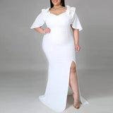 Nina Parker Black Dress plus Size Dress Ruffled Evening Gown