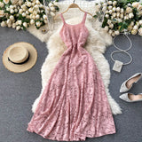 Summer Wedding Guest Dresses Lace Dress Sexy V-neck Backless Sleeveless Suspender Dress Maxi Dress