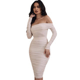 Hot Women in Tight Dresses Sexy Slim Long Sleeve Dress