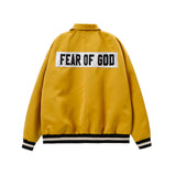 Yellow Varsity Jacket Fog Jacket High Street Embroidery Fear of Fog Jacket Men's and Women's Same Style Baseball Uniform Flight Jacket
