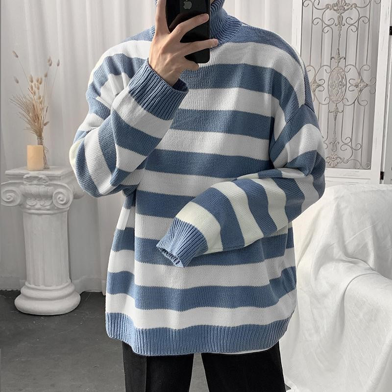 Men Turtleneck Sweater Men's Turtleneck Sweater Autumn and Winter Loose Coat