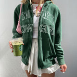 Baggy Jacket Women's Sweatshirt Cardigan Letter Print Casual Hoodie