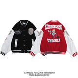 Red Varsity Jacket Men's Jacket Autumn and Winter Stand Collar Baseball Uniform Pilot Cardigan Youth