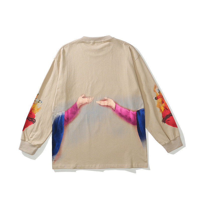 Mens Fall Outfits Autumn Prayer Printed Long Sleeve T-shirt Men and Women