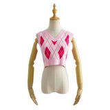Women Fall Fall Four-Color Diamond Vest V-neck Cropped Small Top