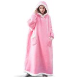 Hoodies Blankets Large Pocket Lazy Blanket Fleece Lamb Wool Bathrobe