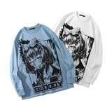Mens Fall Outfits Two-Dimensional Anime Long Sleeve T-shirt Men's and Women's Loose Couple Outfit Top