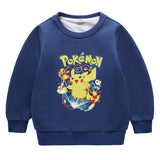 Children Pokemon Pikachu Hoodie Cold Protection Fleece Sweater Double-Layer Thickened