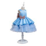 Toddler Girls Sequin Gown Dress Net Yarn Cake Skirt Bow One Year Old Celebration Dress Baby Girl Dress