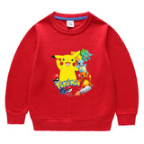 Children Pokemon Pikachu Hoodie Spring and Autumn Solid Color round Neck Sweater