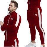 Men Tracksuit Sports Casual Solid Color Suit Outdoor Workout Zipper