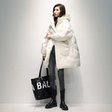 Women Winter Coats Puffer Jacket down Coat Glossy down Jacket Women's Mid-Length Loose Hooded Coat