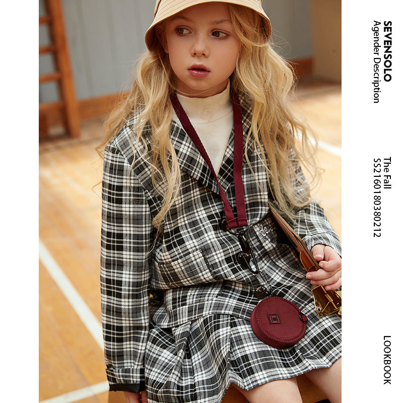 Girls Small Suit Outfit Spring and Autumn Kids' Overcoat Children GIRL'S Spring Clothes 2 Piece Set