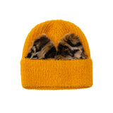 Women Winter Hats Winter Women's Wool Hat Solid Color Plush Ears Knitted Hat