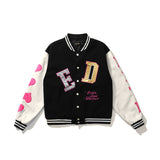 Mens Fall Outfits Printed Baseball Uniform High Street Couple's Vibe Style Jacket