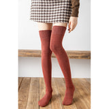 Winter Thick Knit Thigh High Socks Long Stockings Boot Autumn and Winter Fleece-Lined Thickened JK High-Top Hold-Ups