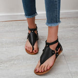 Women Open Toe Sandals Flats Large Size Flip Toe Hollow Sandals Summer Fashion