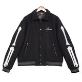 Skeleton Varsity Jacket Men's and Women's Baseball Uniform Cotton Clothes Casual Jacket