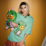Drew House Cartoon Little Dinosaur Pattern Short Sleeve High Street Fashion Brand Couple Loose T-shirt Men