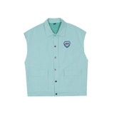 Men Sweater Vest Simple Love Embroidered Frock Vest Coat Men's Loose Lapels Sleeveless Jacket Vest