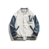 Varsity Jacket Vintage Men's Autumn Coat Campus Color Contrast Patchwork Baseball Collar Casual Jacket