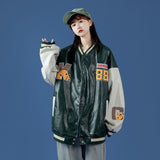 Jock Jacket Embroidered Jacket Men's Couple Denim Jacket PU Leather Jacket Boys Autumn Leather Coat