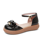 Flat Dress Sandals Spring/Summer Platform Bow Solid Color Sandals for Women