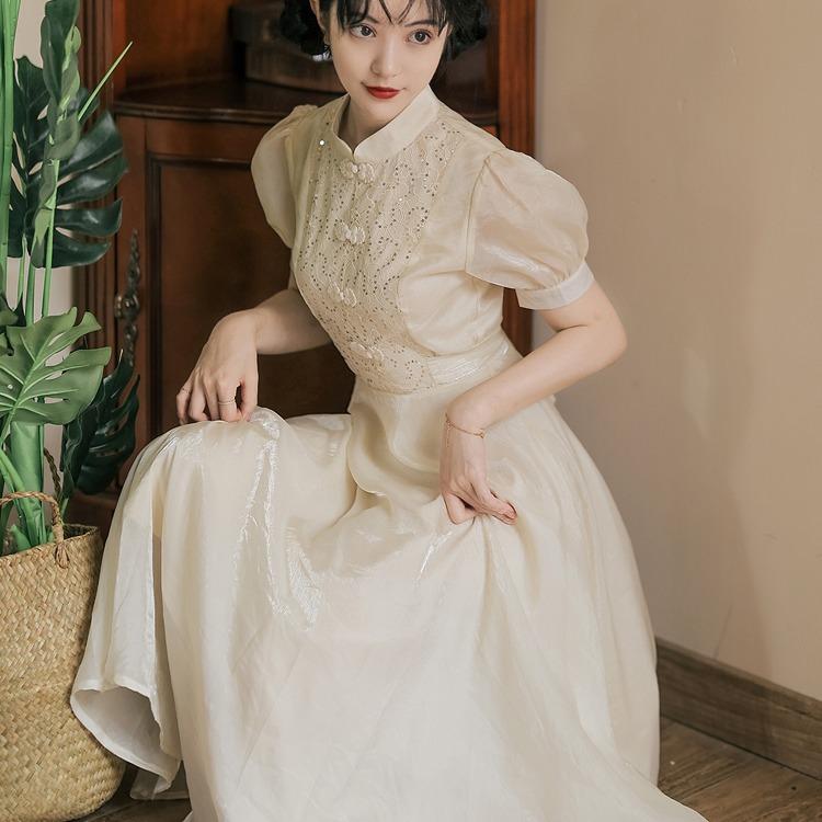 Women Cottagecore Dress Chinese Republican Style Women's Clothes Vintage Small Dress Summer Daily Wearable Young Cheongsam Improved Dress