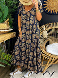 Skull Dress Printed Drop-Shoulder Sleeve Long Swing Dress