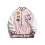 Black Varsity Jacket Autumn Embroidery Loose Men's Jacket Casual Sports Couple Coat