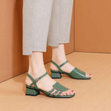 Nude Block Heel Peep Toe Sandals